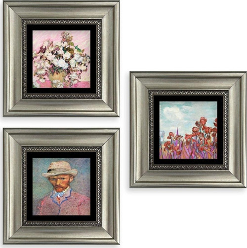 Van Gogh 3 lü Set Çerçeveli Taş Tablo