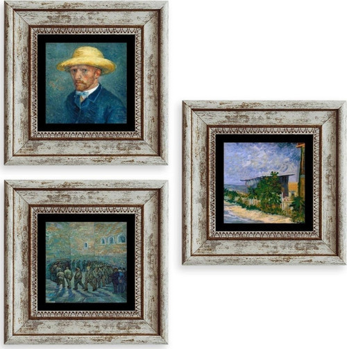 Van Gogh 3 lü Set Çerçeveli Taş Tablo
