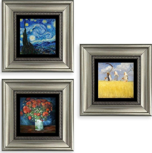 Van Gogh 3 lü Set Çerçeveli Taş Tablo
