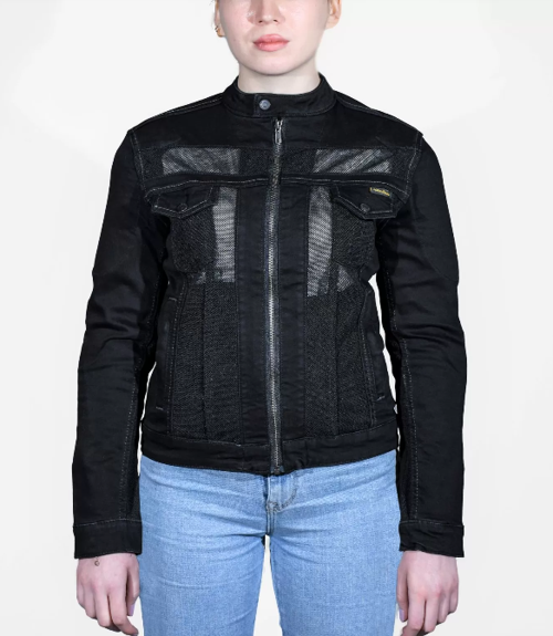 denim Efil File Motosiklet Kadın Kot Mont