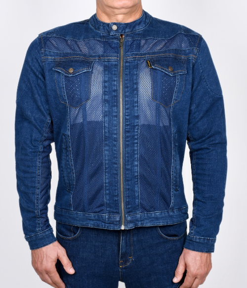 denim Efil File Kot Yazlık Motosiklet Montu Mavi