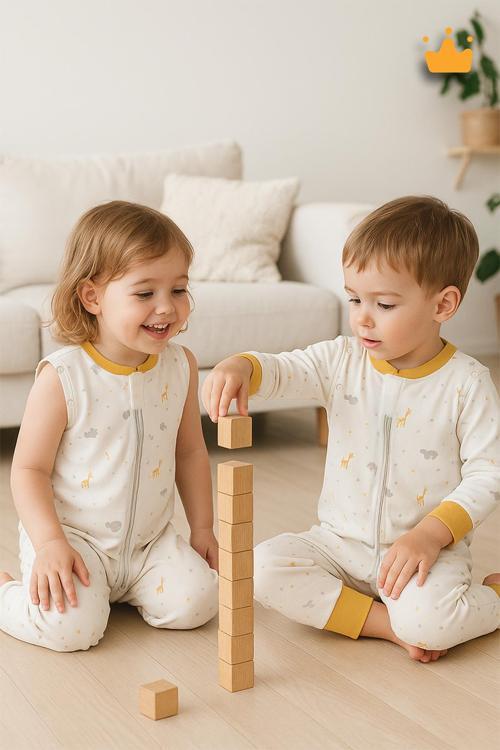 0-3 Yaş 1 Tog %100 Pamuk Çift Kat Penye Çıkarılabilir Kollu Kız Erkek Çocuk Uyku Tulumu 11909