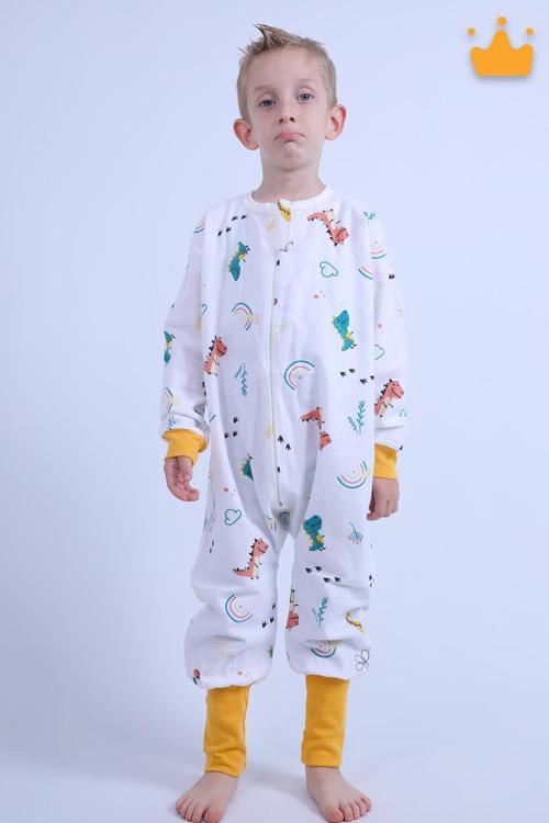 2-8 Yaş 1 Tog Pazen Çocuk Uyku Tulumu Unisex Uzun Kollu Uyku Tulumu