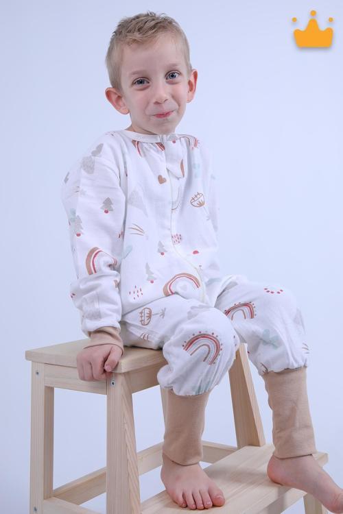 2-8 Yaş 1 Tog Pazen Çocuk Uyku Tulumu Unisex Uzun Kollu Uyku Tulumu