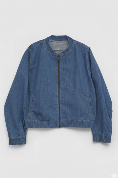 Kadın Mavi Bomber Denim Ceket