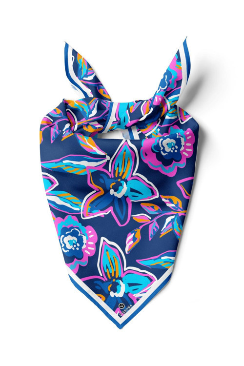 Çiçek Desenli İpek Bandana