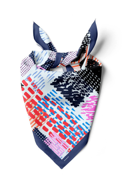 D76 Kadın Egzotik Desenli Bandana 50x50 Kırmızı Siyah DG0434-22