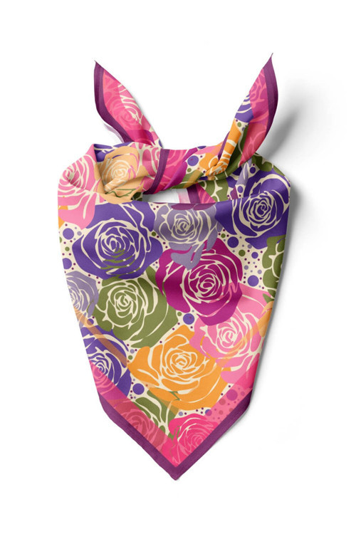 Gül Desenli İpek Bandana