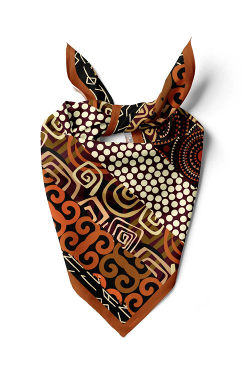 E96 Kadın Etnik Desenli Bandana 50x50 DG0253-22