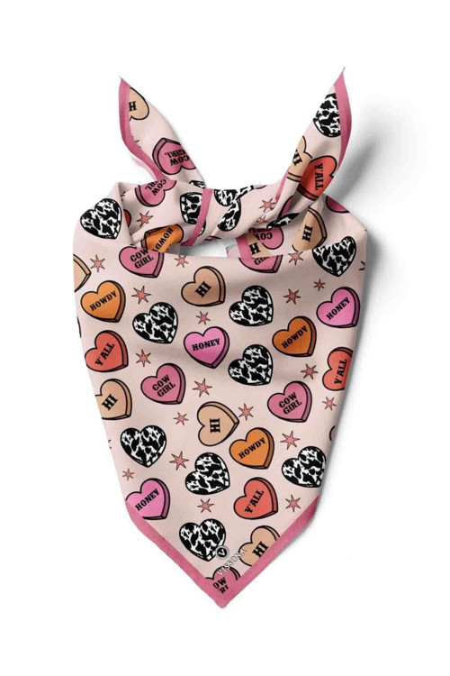 100% Silk Headscarf for Women - 22"x 22" inch Hair Scarf Heart Pattern Silk Headscarf Bandanas Square Silk 60364