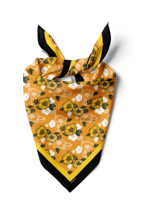 C98 Kadın Kavuniçi Sarı Sevda Desenli 50x50 Bandana HYL DG0993-22