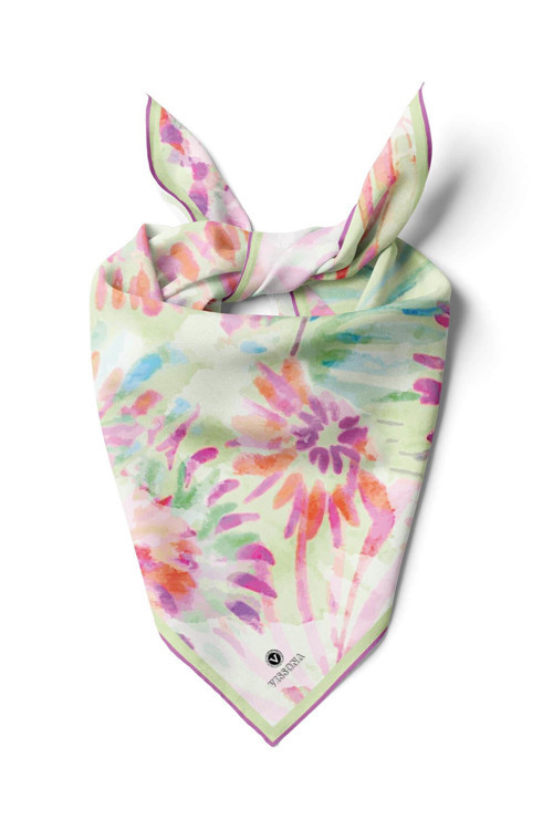 100% Silk Women's Patterned Multi-Colored Scarfs, Neck for Women