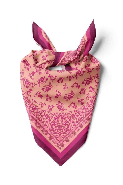 E110 Kadın Vintage Desenli Bandana 50x50 Pembe DG0206-22 Snz
