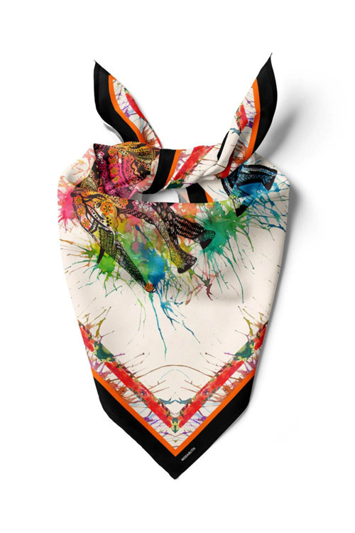 V8 Kadın Fil Desenli Bandana 50x50 Kırmızı DG0208-22