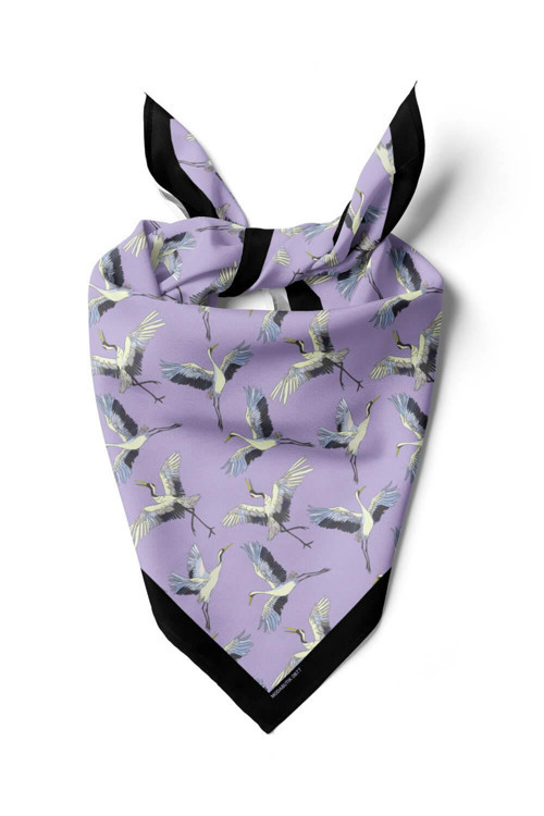 B9 Kadın Lila Stork Desenli 50x50 Bandana HYL DG0877-22