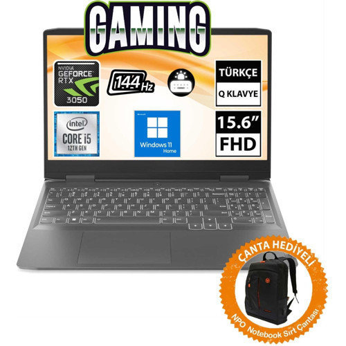 Loq 82XV00SWTX05 I5-12450H 16GB 512SSD+1TBSSD RTX3050 15.6" Fullhd W11H Taşınabilir BILGISAYAR-CNT006