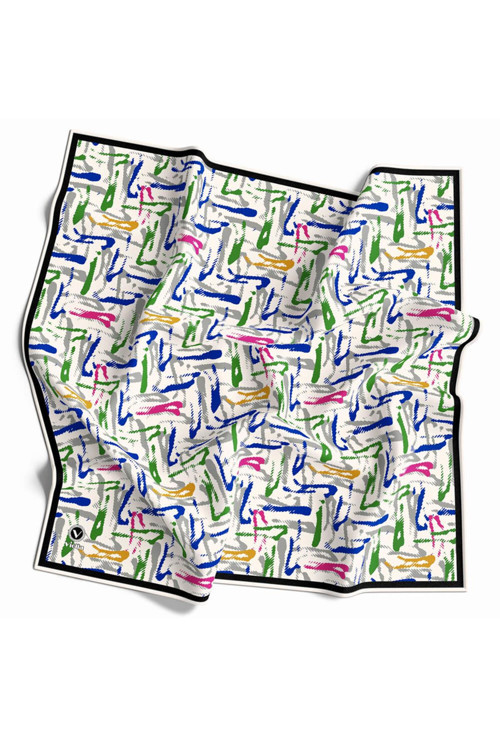 Twill Geometrik Desenli Zümrüt Yeşili - Pembe Renkli 90x90 Eşarp (İpek İçermez) Dikim Şekli : El Dikişi