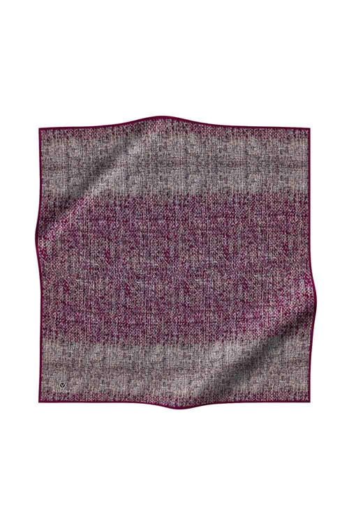 %100 Twill İpek Dokulu Desen Bordo - Camel Renkli 90x90 Eşarp Kenar Dikiş Şekli El Dikişli