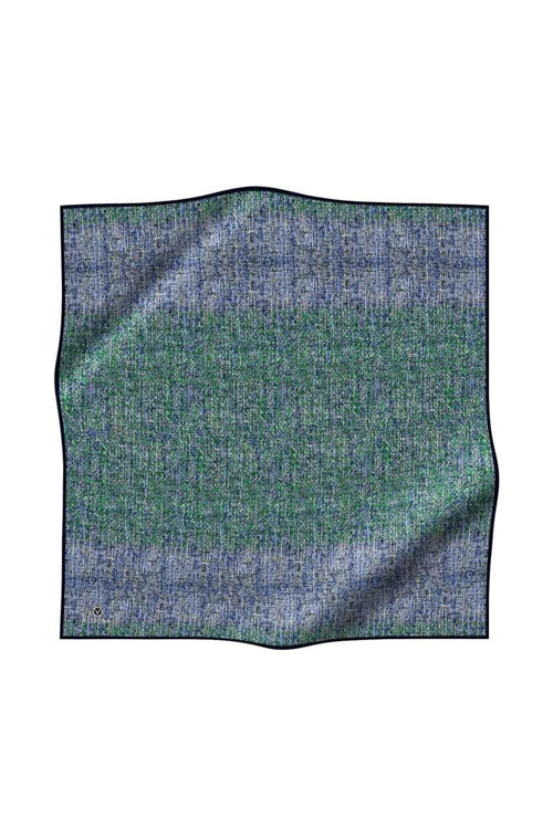 %100 Twill İpek Dokulu Desen Saks - Zümrüt Yeşili Renkli 90x90 Eşarp Kenar Dikiş Şekli El Dikişli