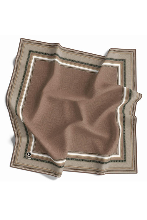 Twill Bordür Desenli Bakır Renkli 90x90 Eşarp (İpek İçermez) Kenar Dikiş Şekli El Dikişli