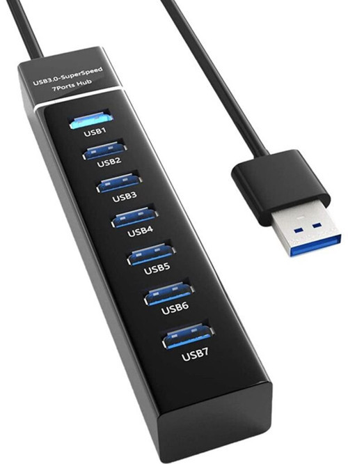 PrimeX PX-3017 USB Hub, 7 Port USB 3.0 Çoklayıcı, USB Çoklayıcı Siyah, 7 Port Usb Hub