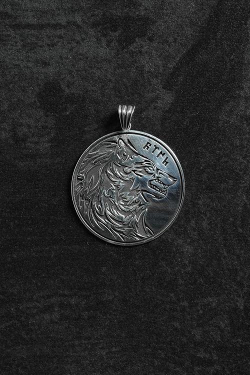 925 Ayar Gümüş Kurt Başı Figürlü Gümüş Renk Erkek Kolye Ucu FRKU-1062