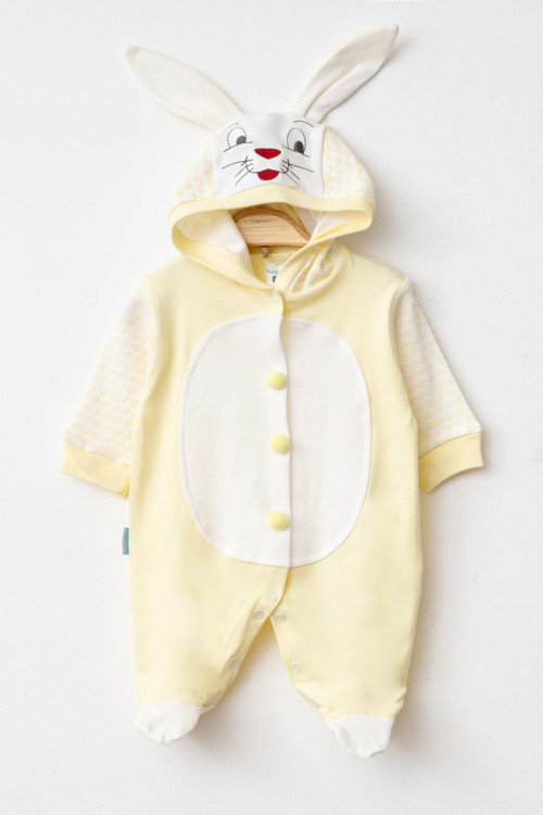 Bebe Tavşan Kostüm Önden Açık Bebek Tulumu Romper