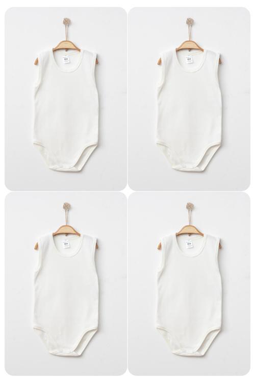 %100 Pamuklu Penye Kumaş Çıtçıtlı Kolsuz Askılı Bebek Badi Zıbın