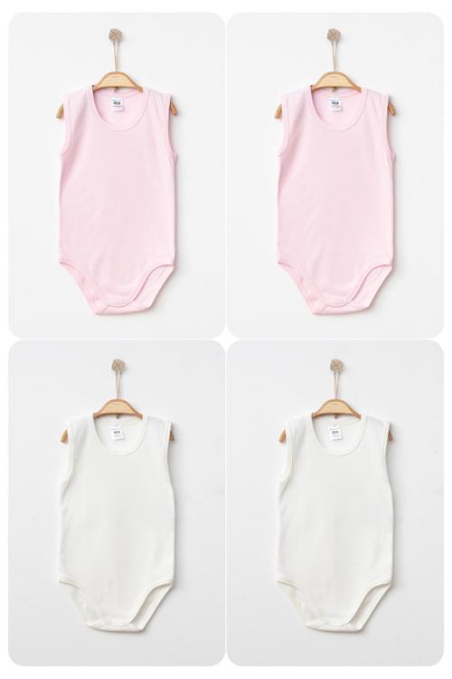 %100 Pamuklu Penye Kumaş Çıtçıtlı Kolsuz Askılı Bebek Badi Zıbın