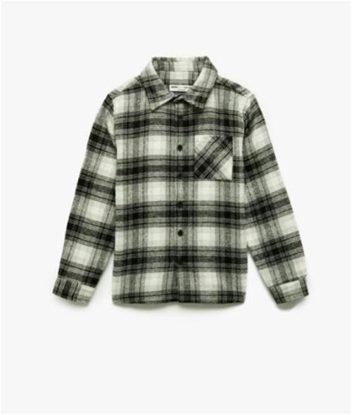 6Wkb60013Tw 9C9 Sıyah Ekose Erkek Cocuk Akrılık Dokuma Uzun Kollu Gomlek