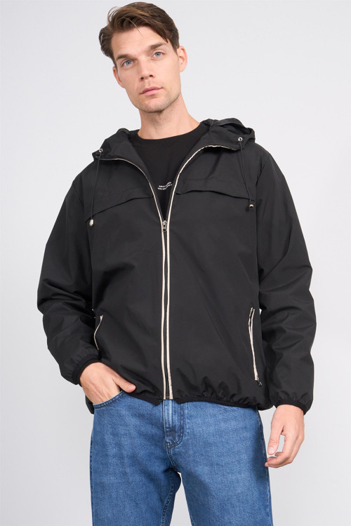 7775 Erkek Kapüşonlu Vural Yağmurluk Siyah