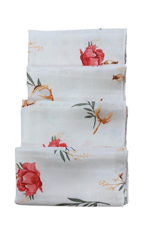 4 Adet Müslin Bebek Mendili , Ter Bezi, Omuz Bezi 100 % Pamuk