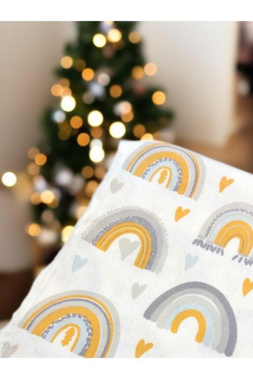 Pazen Pamuk Bebek Battaniyesi – Yumuşak 75×100 Kundak & Puset Örtüsü (Rainbow)