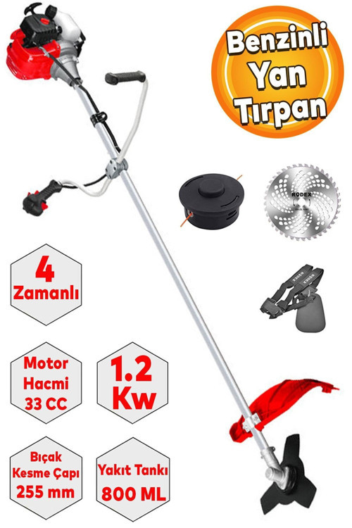 RDX9639 Benzinli Yan tırpan Çim Ot Biçme Kesme 4 Zamanlı Testere 33 CC 3,2 KW