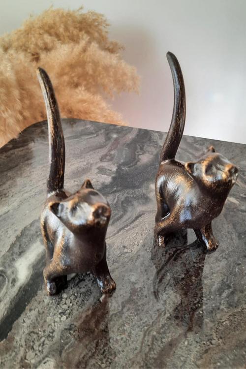 Iki Kedi Figürlü Yüzüklük