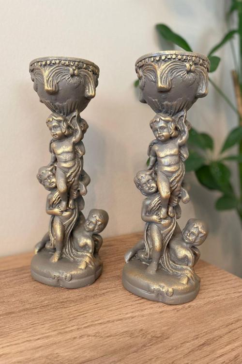 2'li Melek Şamdan Mumluk