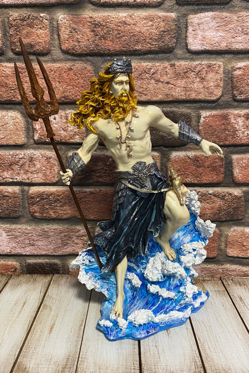 Deniz ve Deprem Tanrısı Poseidon Mızraklı Heykel Biblo