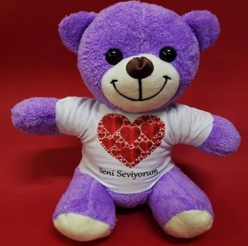 Seni Seviyorum Baskılı Tişörtlü Peluş Ayıcık