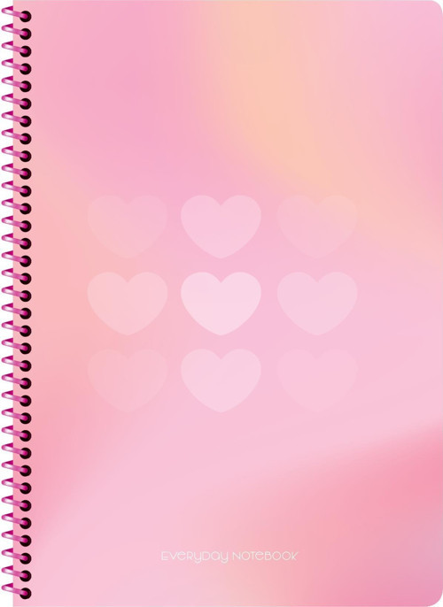 Keskin A4 Çizgili Karton Kapak Spiralli Pastel Kalp Defter - Beyaz Kalp