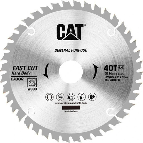 DA08002 184x30mm Ahşap Kesme Elmas, Daire Testere Bıçağı 40 Diş