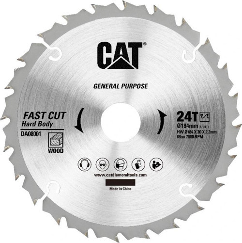 DA08001 184x30mm Ahşap Kesme Elmas, Daire Testere Bıçağı 24 Diş