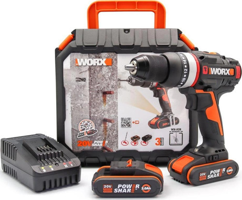 WX-JCR 20Volt/2.0Ah Li-ion Çift Akülü Kömürsüz Profesyonel Darbeli Şarjlı Matkap