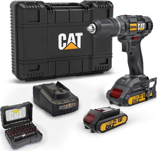 DX155.1SET 18Volt/2.0Ah Li-ion Çift Akülü Profesyonel Şarjlı Darbeli Matkap + DA01901 32 Parça V