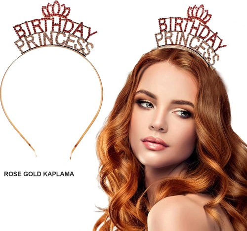 BUĞZ Birthday Princess Kristal Taç – Rose Gold Kaplama