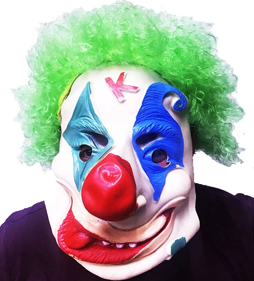 BUĞZ Yeşil Afro Peruklu Palyaço Maske