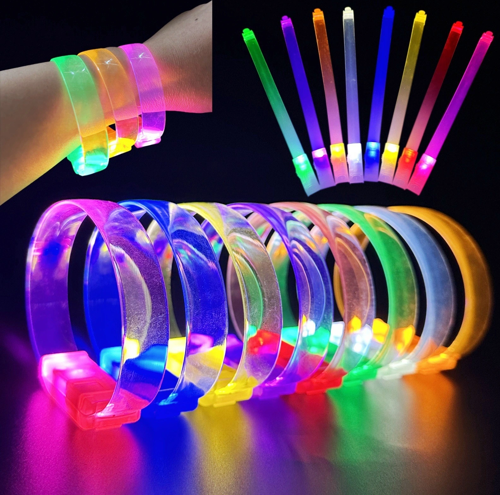 BUĞZ 3 Modlu Pilli LED Işıklı Esnek Parti Bilekliği Kırmızı