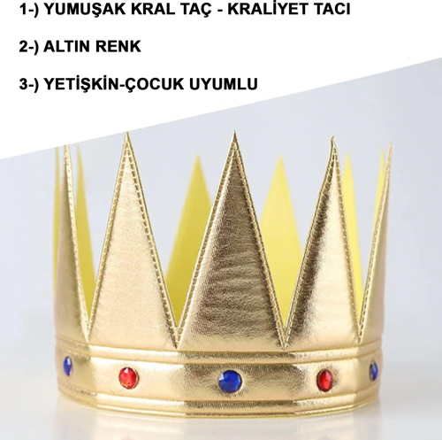BUĞZ Kral Kraliyet Tacı Yetişkin Çocuk Uyumlu