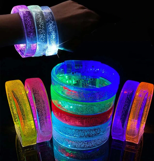 BUĞZ Turuncu Led Işıklı Baskı Yapılabilen Pilli Bileklik Bilezik