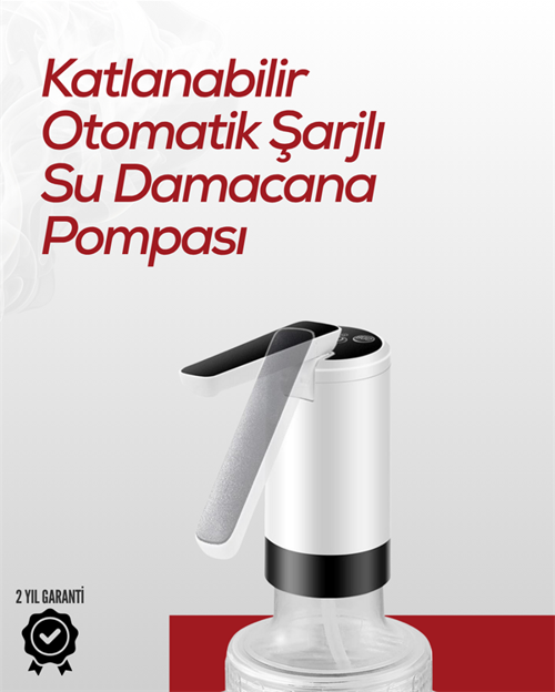 8000 mAh USB Şarjlı Su Pompası | Tek Tuşla Başlat/Durdur | Cam Damacana Uyumlu | Enerji Tasarruflu 4W Güç