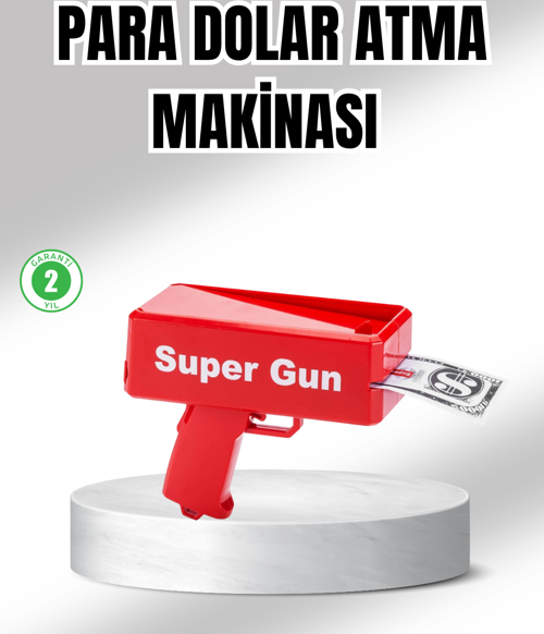 Super Money Gun Para Saçma Tabancası Yüksek Atış Güçlü Kırmızı Model